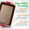 image:imageNutriChef 2Piece Nonstick Baking Pan Set  Carbon Steel Cookie Sheet w Red Silicone Grip Handles  Durable HeavyDuty Bakeware for Even Heat Distribution  Oven Safe Easy Cleanup  GrayGold