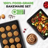 image:imageNutriChef Baking Tray Set of 2  NonStick 40 x 28 cm amp 355 x 246 cm Champange PFOAFree Oven Safe up to 232 C Stackable Dishwasher Safe Ideal for Meal Prep amp CasserolesBlack