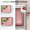 image:imageNutriChef Baking Tray Set of 2  NonStick 40 x 28 cm amp 355 x 246 cm Champange PFOAFree Oven Safe up to 232 C Stackable Dishwasher Safe Ideal for Meal Prep amp CasserolesRoseGold