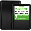 image:imageNutriChef Baking Tray Set of 2  NonStick 40 x 28 cm amp 355 x 246 cm Champange PFOAFree Oven Safe up to 232 C Stackable Dishwasher Safe Ideal for Meal Prep amp CasserolesBlack