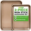 image:imageNutriChef Baking Tray Set of 2  NonStick 40 x 28 cm amp 355 x 246 cm Champange PFOAFree Oven Safe up to 232 C Stackable Dishwasher Safe Ideal for Meal Prep amp CasserolesChampagne