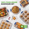 image:imageNutriChef Baking Tin Set of 6  Baking Tray Muffin Baking Tin NonStick Loaf Tin Oven Safe up to 230C Stackable with Carbon Steel Silicone Handles  Ideal for Cakes Breads and Muffins