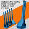 image:imageNutriChef Kitchen Cooking Utensils Set  Includes Solid Spatula Pasta Fork Solid Spoon Slotted Spoon amp Tool Seat Works with Model NCCWSTKBUL Blue