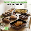 image:imageNutriChef Nonstick Stackable Bakeware Set 8Piece PFOA PFOS PTFE Free Cookware Set NonStick Coating 232C Oven Safe Includes Round Cake Cookie Sheet Non Toxic Cookware for Home Baking BlueBrown