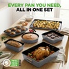 image:imageNutriChef Nonstick Stackable Bakeware Set 8Piece PFOA PFOS PTFE Free Cookware Set NonStick Coating 232C Oven Safe Includes Round Cake Cookie Sheet Non Toxic Cookware for Home Baking BlueGray