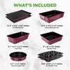 image:imageNutriChef Nonstick Stackable Bakeware Set 8Piece PFOA PFOS PTFE Free Cookware Set NonStick Coating 232C Oven Safe Includes Round Cake Cookie Sheet Non Toxic Cookware for Home Baking BluePurple