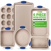 image:imageNutriChef Baking Tin Set of 6  Baking Tray Muffin Baking Tin NonStick Loaf Tin Oven Safe up to 230C Stackable with Carbon Steel Silicone Handles  Ideal for Cakes Breads and Muffins