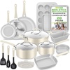image:imageNutrichef 20 Piece Pots and Pans Set with Lids NonStick Induction Cookware amp Bakeware Set Frying Pans amp Saucepans StayCool Handles Easy Clean  White